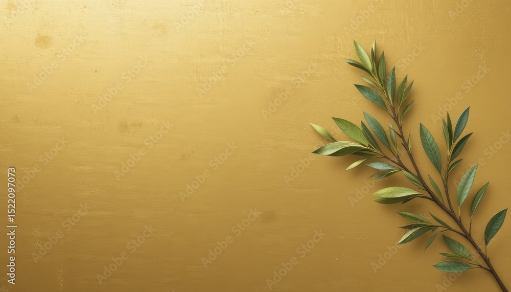 Poster serene gold textured background with olive branch rustic elegance and subtle metallic glow