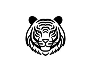 Minimalist tiger head graphic in black color