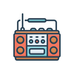Color illustration icon for radio