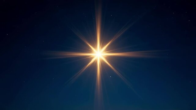Bethlehem Star Twinkling Brightly Against a Deep Blue Night Sky Stunning 4K Footage of Celestial Wonder