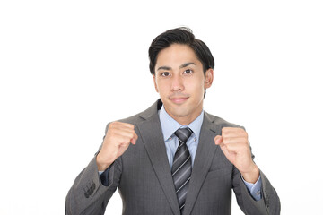 ガッツポーズの男性