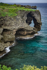 the atmosphere of the ancient cliff in the sea with dramatic tone
