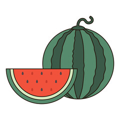 WATERMELON fruit icon illustration simple outline food drawing isolated single object doodle minimalist element symbol clean flat vector