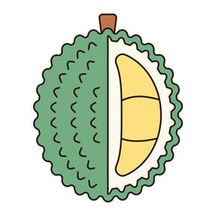DURIAN fruit icon illustration simple outline food drawing isolated single object doodle minimalist element symbol clean flat vector