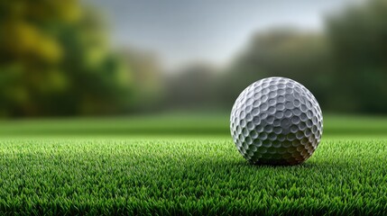 Obraz premium Golf ball on green grass sport and leisure concept