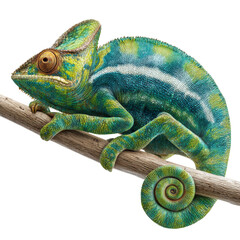 Obraz premium Chameleon Elegance: A Portrait of Nature's Master of Disguise on a Branch
