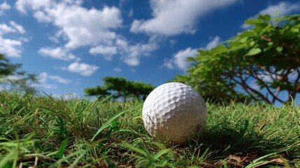 Golf ball on green grass