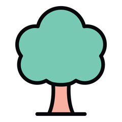 Tree icon flat line style illustration representing nature, growth, and environment, suitable for ecology, outdoor, and sustainability-related projects