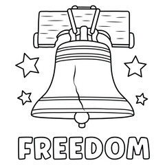 Liberty Bell Freedom Coloring Page – American Independence Line Art for Kids © Bright Little Minds