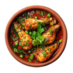 Savory Chicken Drumsticks in Spicy Sauce with Fresh Herbs and Peas