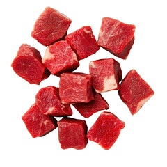 Fresh Cubes of Uncooked Red Meat Ready for Culinary Preparations