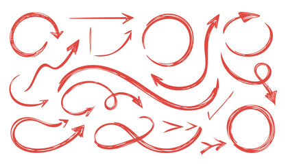 Underline crayon set. Hand drawn line arrow. Red underline mark. Brush, marker, pencil, crayon hand drawn note highlight. Painting emphasis, check by red pen, chalk,doodle, handwriting, ink, pen, 