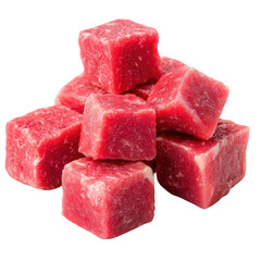 Close-up of Fresh Raw Beef Cubes for Cooking and Preparation