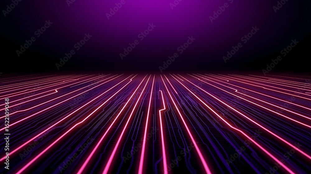 Poster the image shows a dark purple background with bright pink glowing lines that resemble a circuit boar