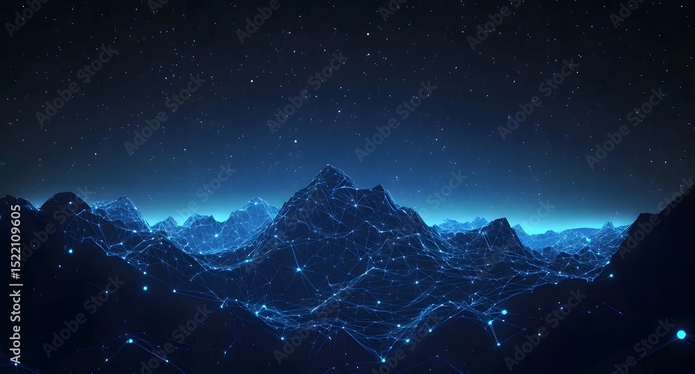 Aufkleber abstract blue digital line and dot landscape background with a big data connection technology concep