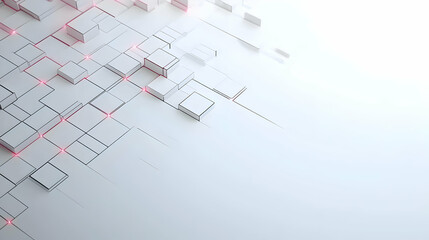 Fototapeta premium Abstract Geometric Pattern With White Cubes And Red Lines