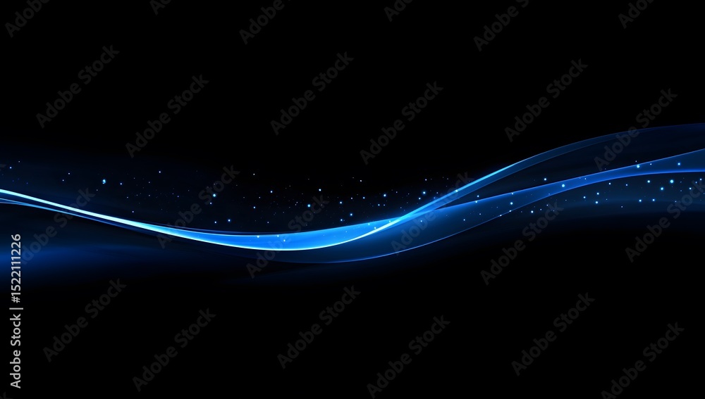 Poster abstract blue wave of dots and lines on a dark background. abstract digital technology wallpaper wit