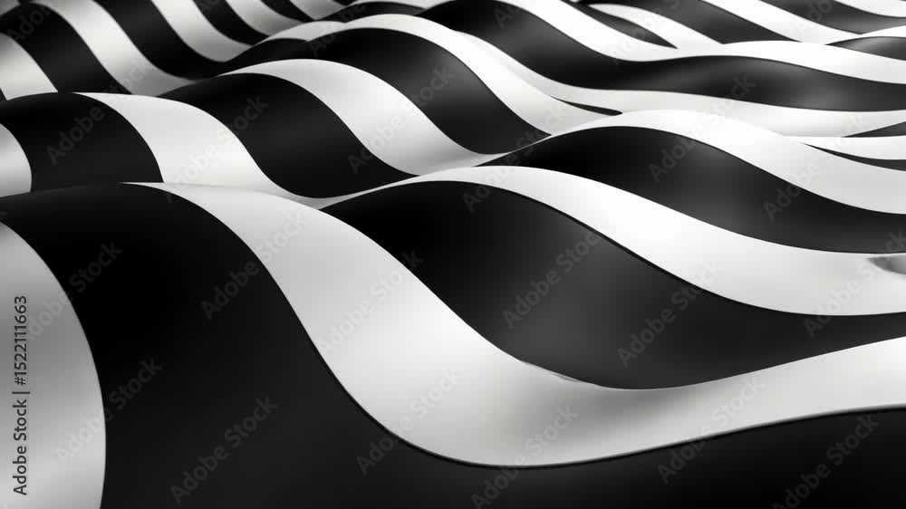 Poster abstract black and white wavy pattern with 3d illusion effect for modern design