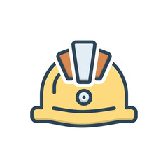 Color illustration icon for construction hat