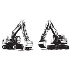 excavator on a white background
