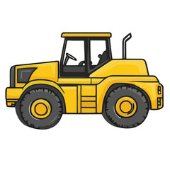 yellow tractor isolated on white