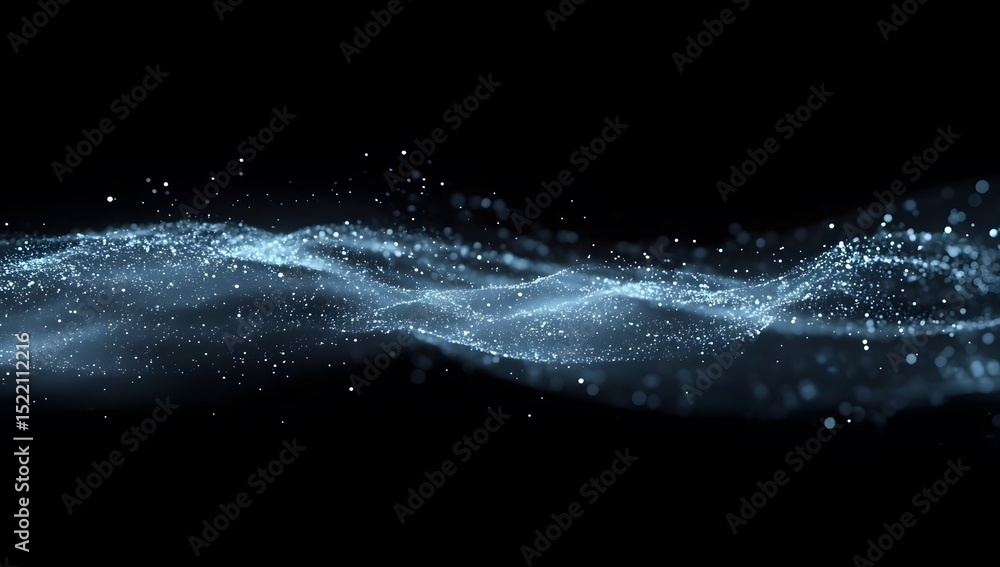 Poster abstract blue wave of dots and lines on a dark background. abstract digital technology wallpaper wit