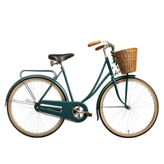 a vintage bike with front basket, transparent background,