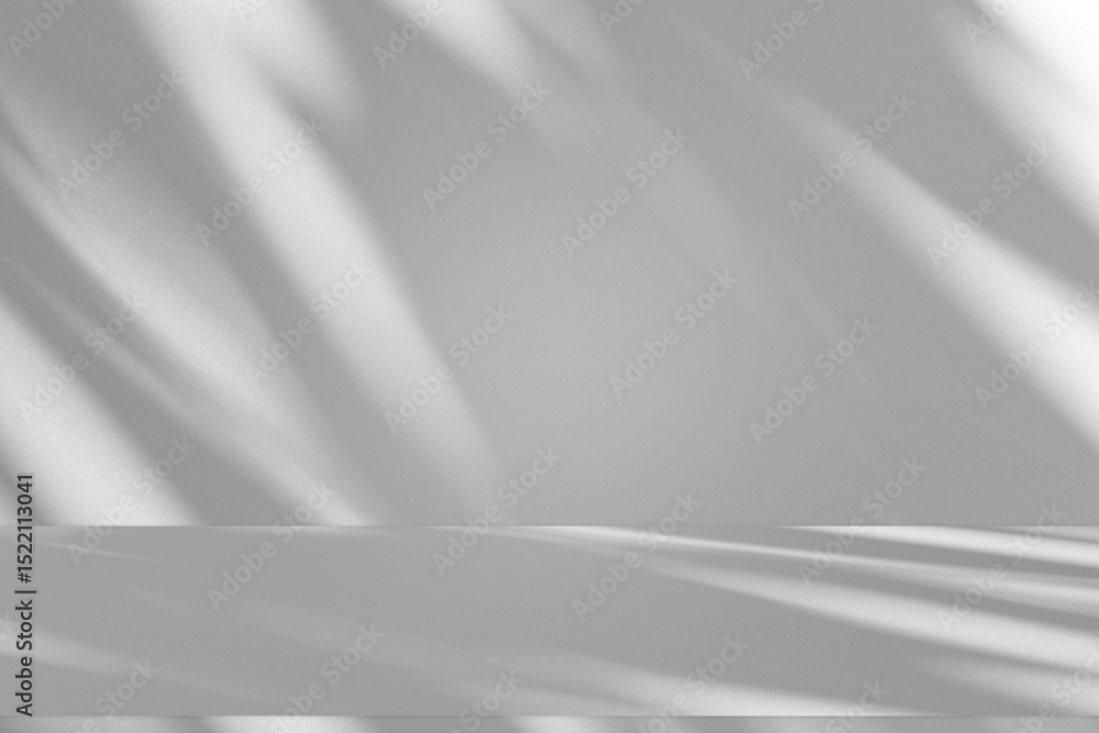 Aufkleber Wall interior background, studio and backdrops show products.with shadow from window color white and grey. background for text insertion and presentation product	
