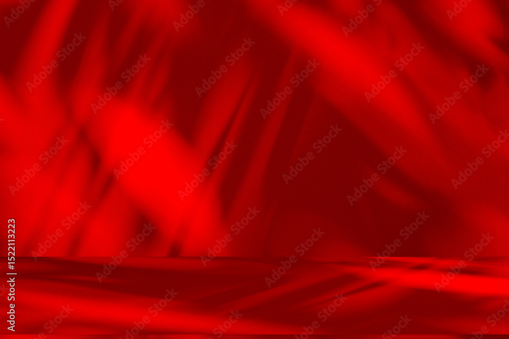 Aufkleber Wall interior background, studio and backdrops show products.with shadow from window color Red background for text insertion and presentation product	