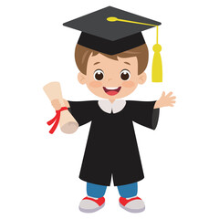 Graduation boy vector cartoon illustration