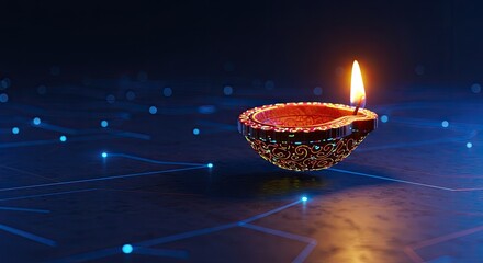 Diya lamp with digital network