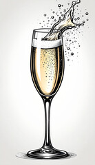 Sparkling Champagne Celebration A Festive Glass of Bubbly with Splash
