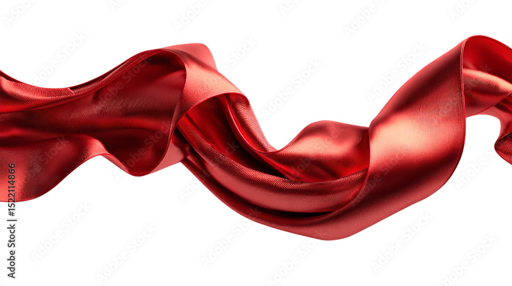 Poster a flowing red satin ribbon elegantly draped against a stark black background creating a dramatic eff