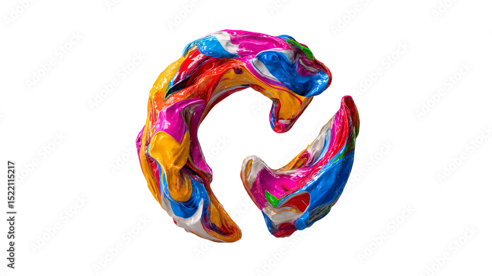 Aufkleber abstract colorful paint swirl forming a circular shape on a black background in a studio shot on tra