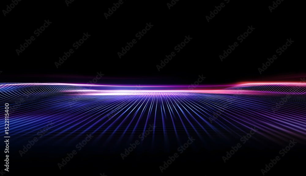 Poster 3d render of swirling data streams on a black background, with glowing white dots and a color theme 