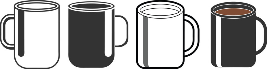 Silhouette Coffee Mug Flat Illustration in Simple Minimalist Style