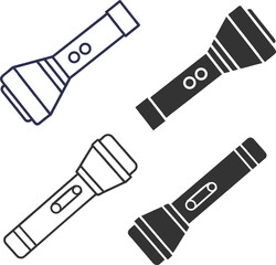 Silhouette Flashlight Flat Illustration in Simple Minimalist Style