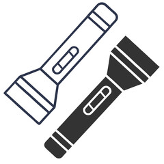 Silhouette Flashlight Flat Illustration in Simple Minimalist Style