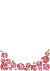 花　薔薇　赤　水彩　イラスト　フレーム