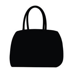 An elegant black leather handbag, a stylish fashion accessory, is isolated on a white background silhouette vector art icon