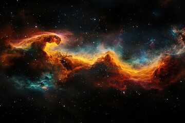 Fototapeta premium Satellite image of newly discovered galaxy cluster, vibrant cosmic clouds