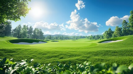 Golf Course Sunny Landscape.
