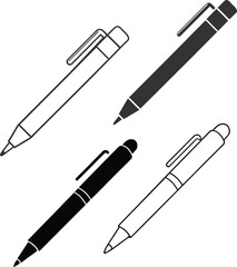 Silhouette Pen Flat Illustration in Simple Minimalist Style