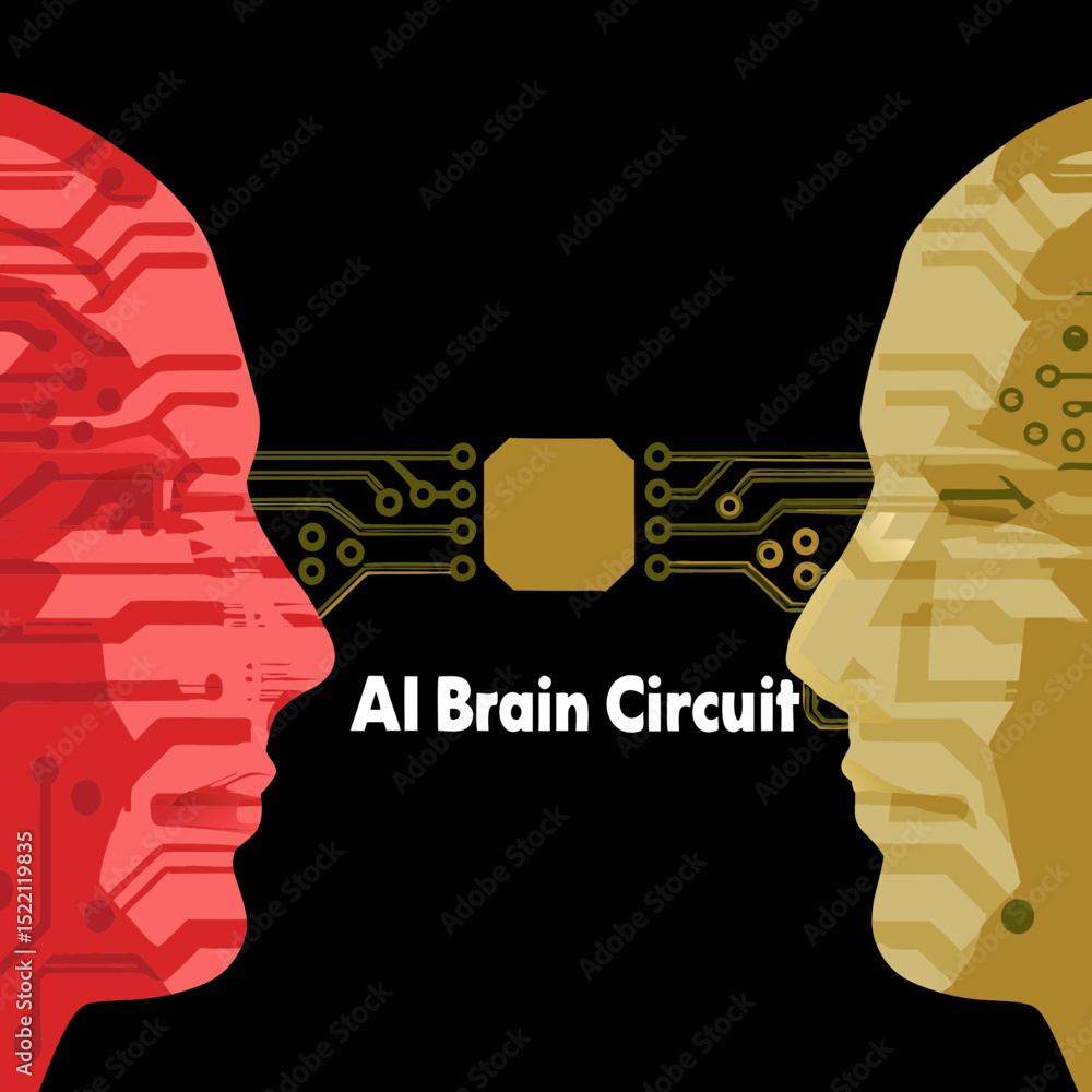 Poster artificial intelligence brain circuit connection concept