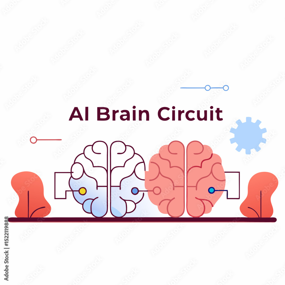 Poster illustration of connected brains with circuit elements
