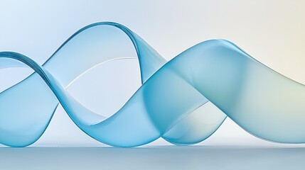 Swirling Blue Glass Ribbons Form Abstract Art On A White Background
