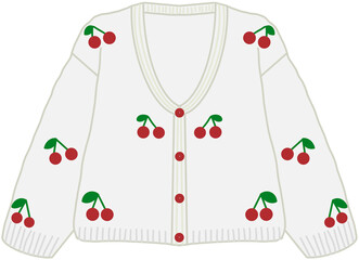 a cherry-patterned cardigan