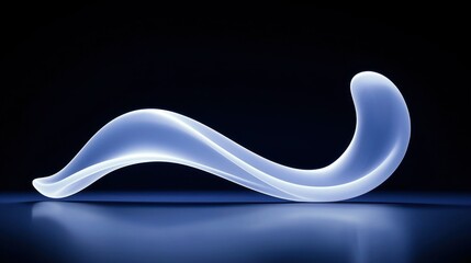 A Glowing Wavy Abstract Shape Resides On A Blue Surface