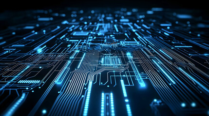 Abstract Glowing Circuit Board Pattern