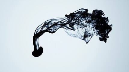 A dynamic plume of dark black liquid in a pale background